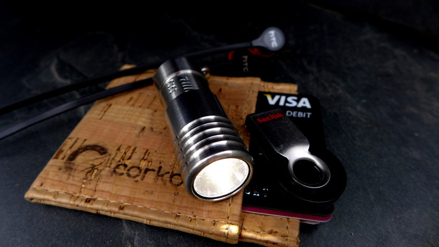 300+ Lumen high power, smallest brightest LED torch Titanium (Ti) Nickel Silver (NS) Stainless Steel (SS)