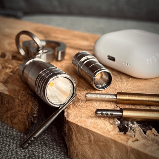 300+ Lumen high power, smallest brightest LED torch Titanium (Ti) Nickel Silver (NS) Stainless Steel (SS)